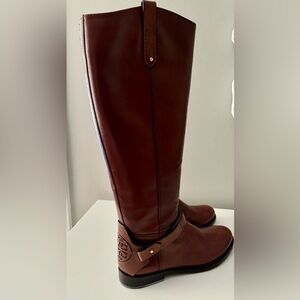 Tory Burch “Derby” Leather Riding Boot. Never worn, Size 8, Color: Almond